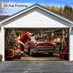 Christmas Santa Clause Mechanic Garage Door Banner