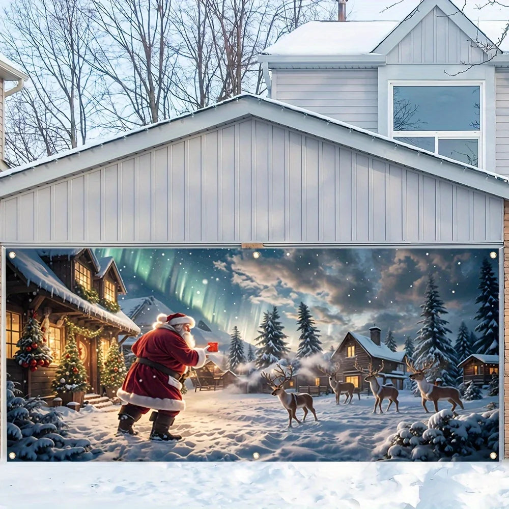 Christmas Deer Party Garage Door Banner