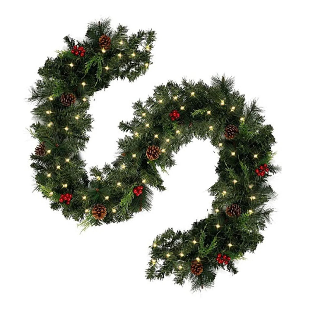 Christmas Pinecone & Red Berries Wreath Garland