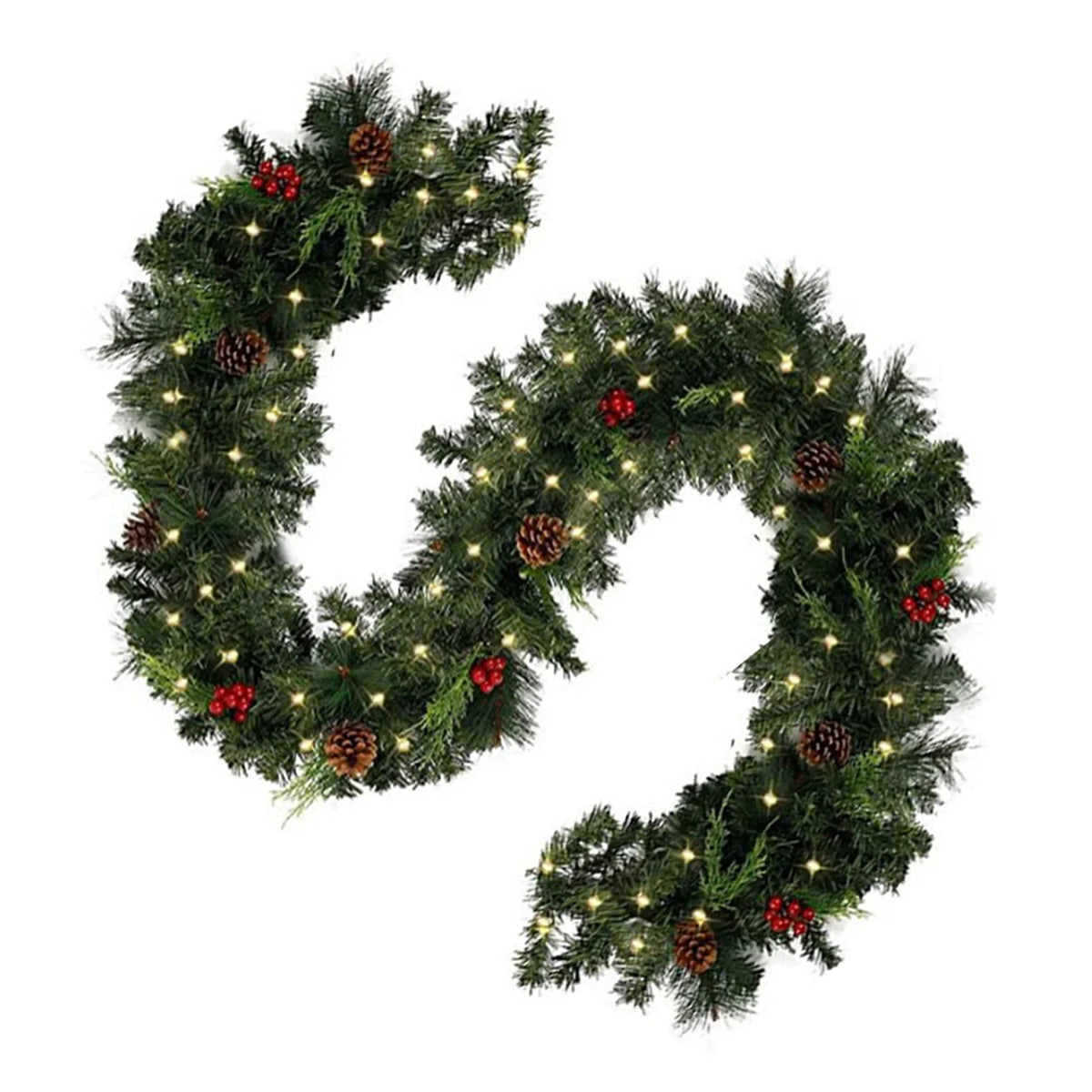 Christmas Pinecone & Red Berries Wreath Garland