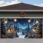 Christmas Night Village Scene Garage Door Banner