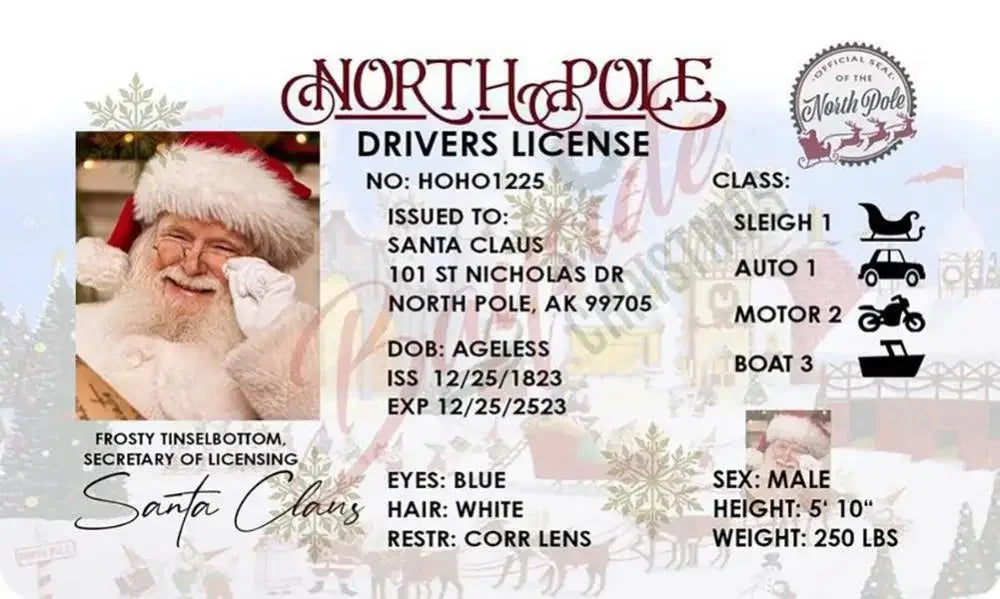 Cards Santa Claus Flying Licence Christmas Eve