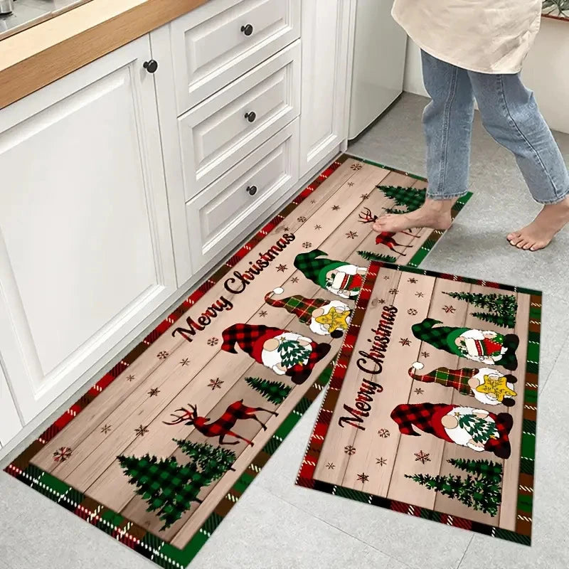Christmas Cookies Tree Red Color Floor Mat