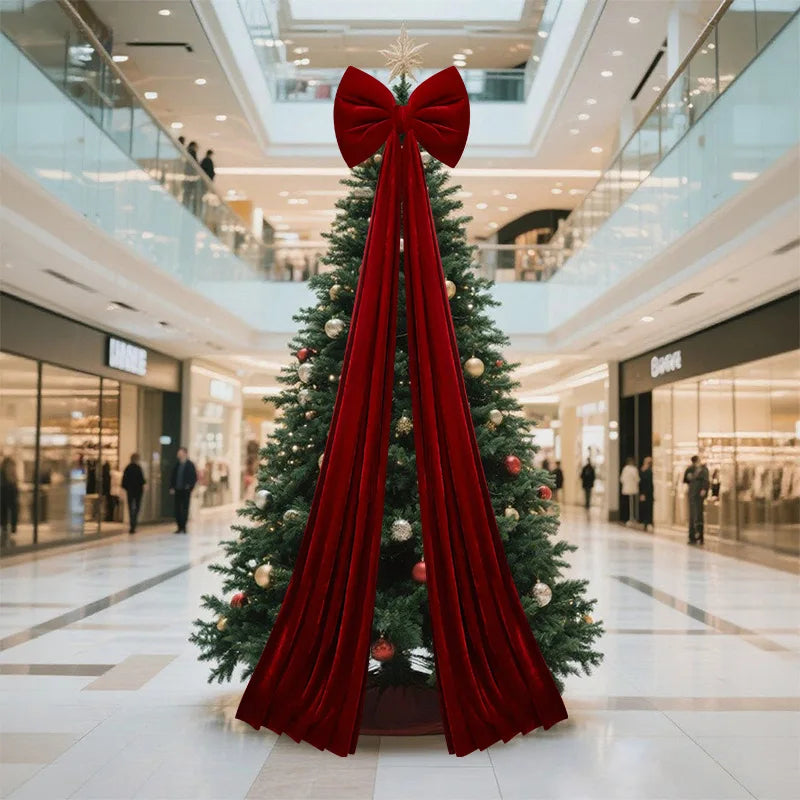 Christmas Bow Red Velvet Tree Toppers Ornament