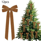 Velvet Bows Christmas Tree Decorations,Pink Large Topper