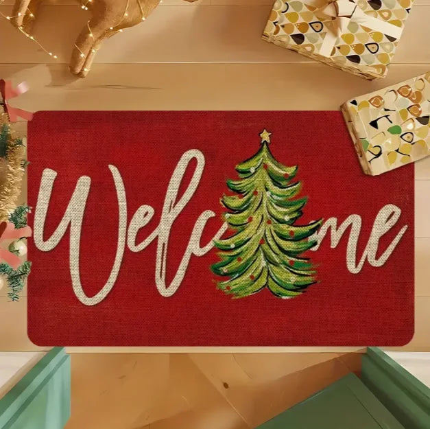 Cheerful Christmas Gnome Door Mat