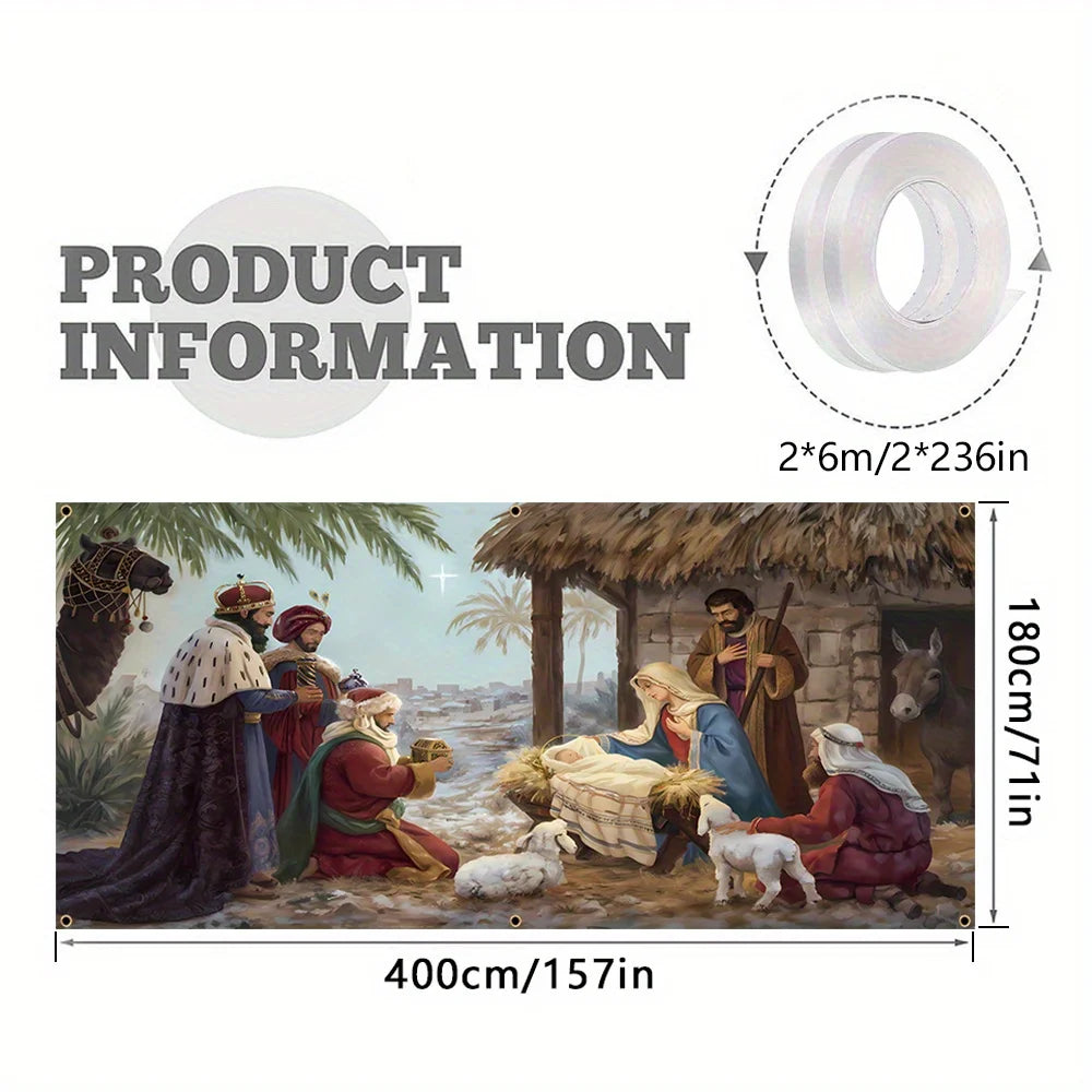Christmas Jesus Birth Garage Door Banner