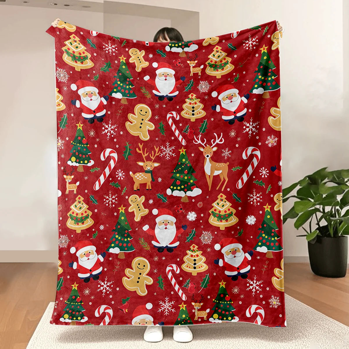 Festive Christmas Santa Throw Blanket