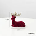 Christmas elk glitter burgundy flocked deer ornament,