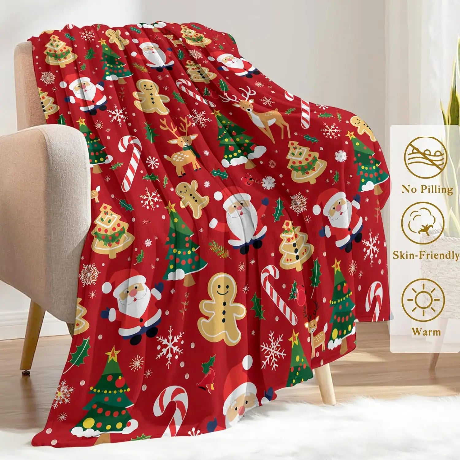 Festive Christmas Santa Throw Blanket