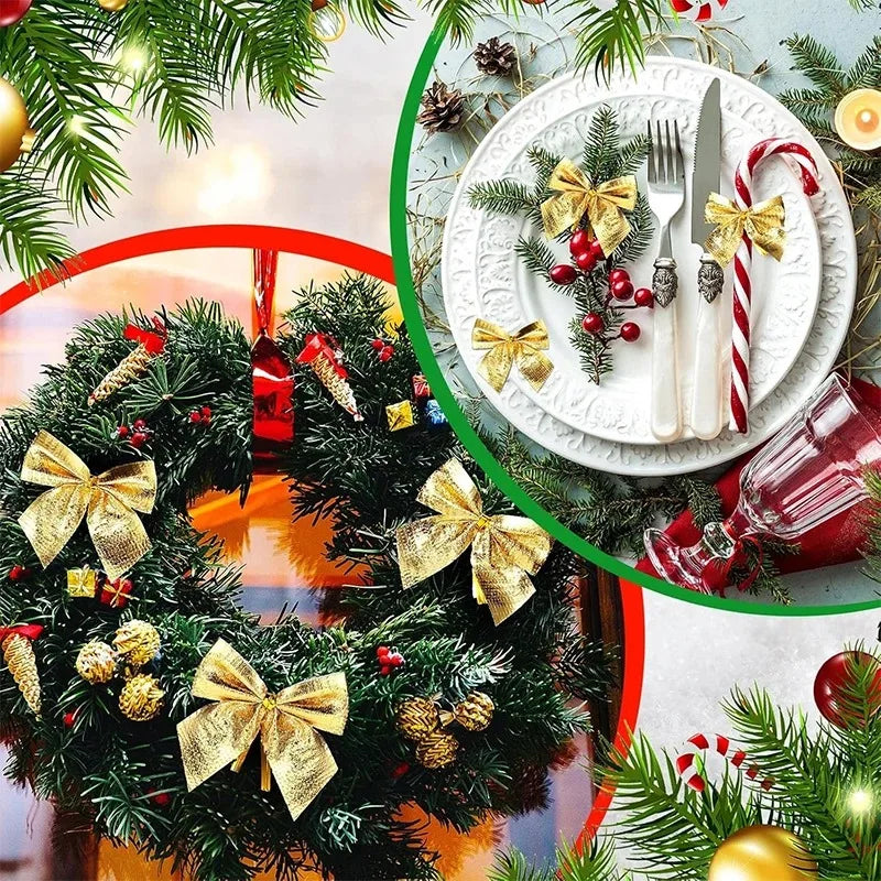 Mini Red and Gold Christmas Bows