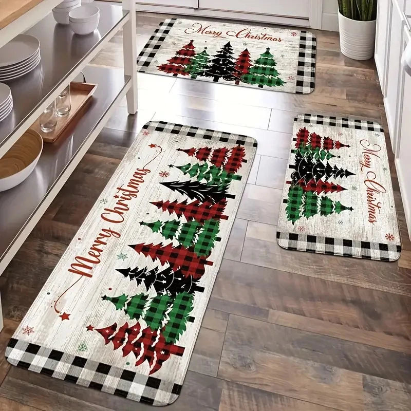 Christmas Cookies Tree Red Color Floor Mat