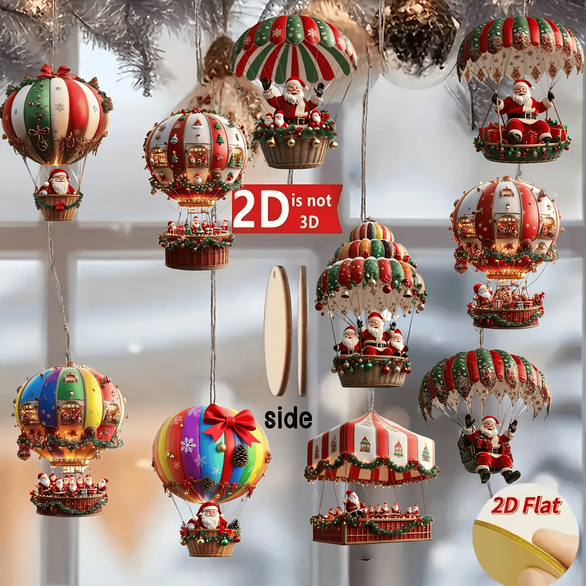 Santa Hot Air Balloon Ornaments