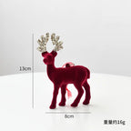 Christmas elk glitter burgundy flocked deer ornament,