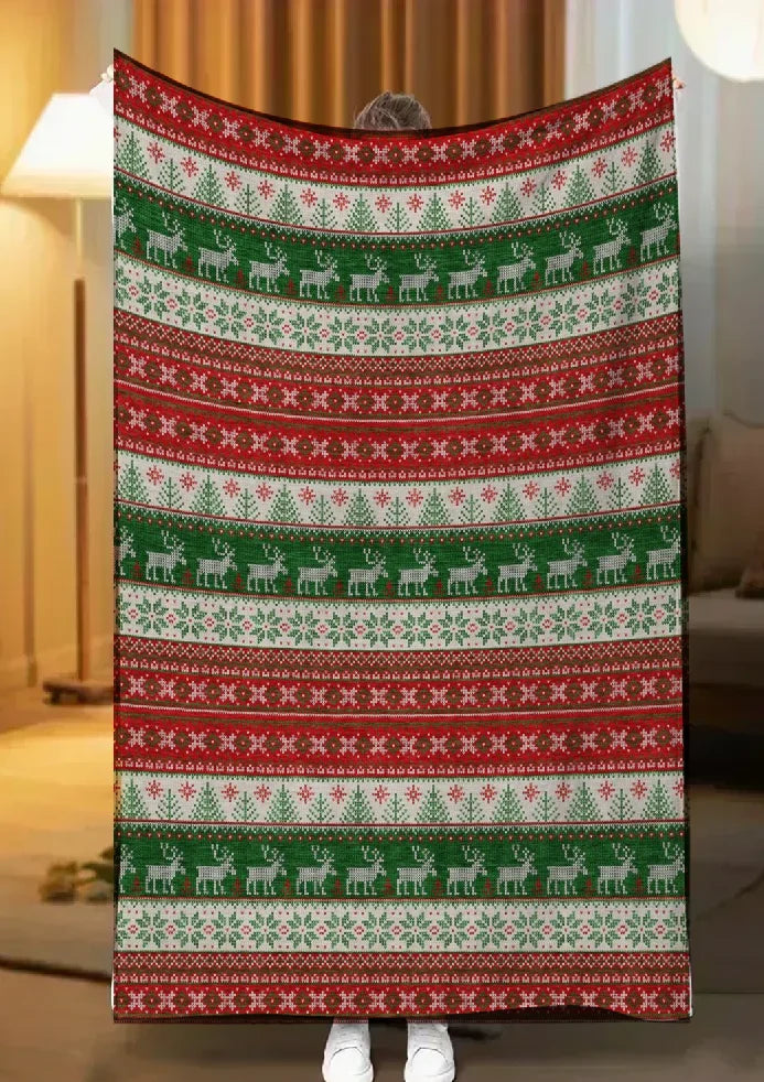 Red Sherpa Christmas Throw Blanket