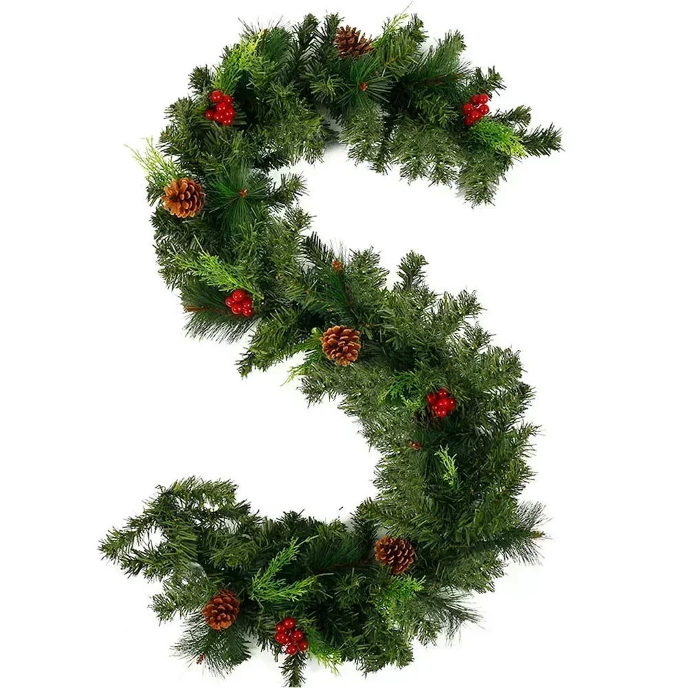 Christmas Garland Wreath With Pinecones Red Berries