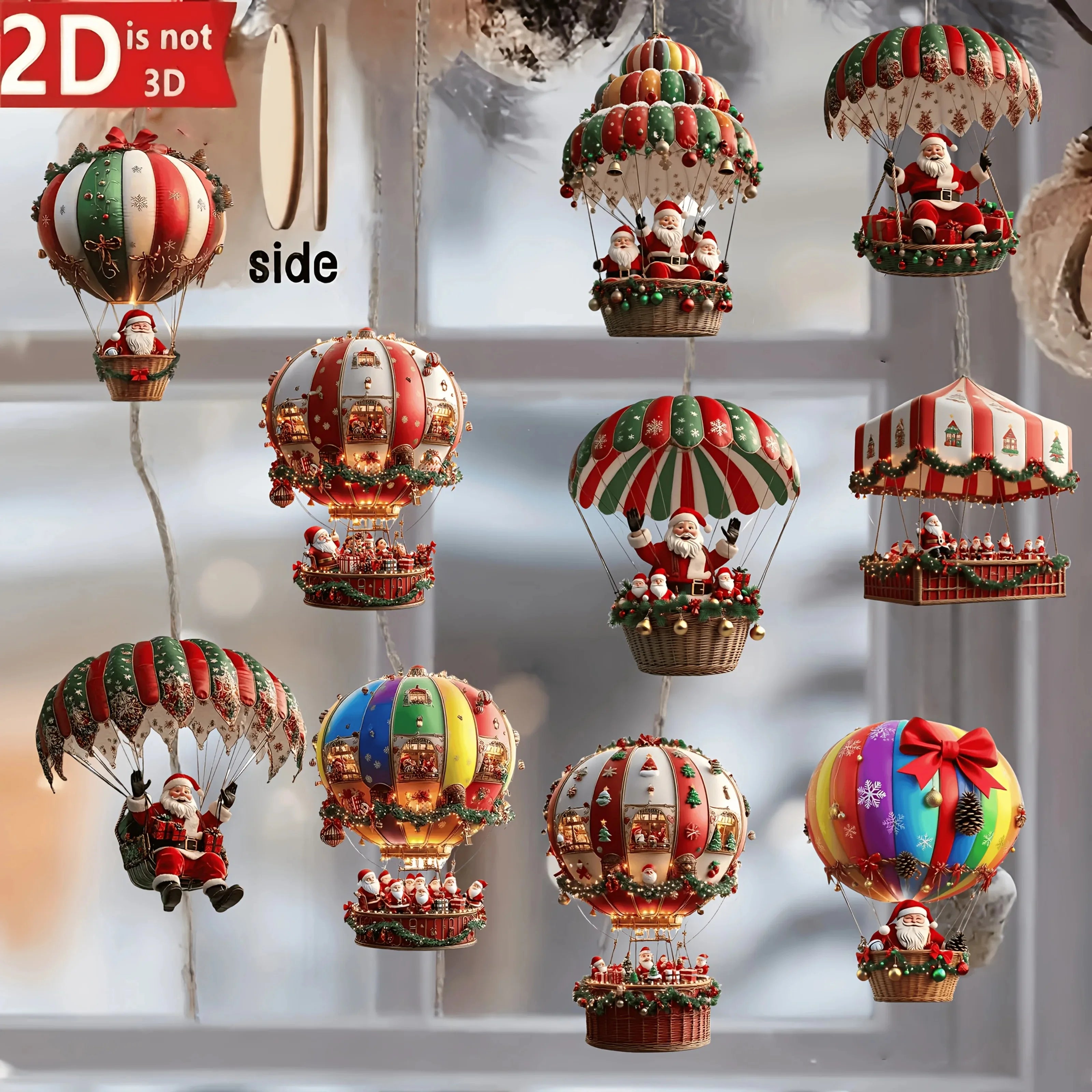 Santa Hot Air Balloon Ornaments