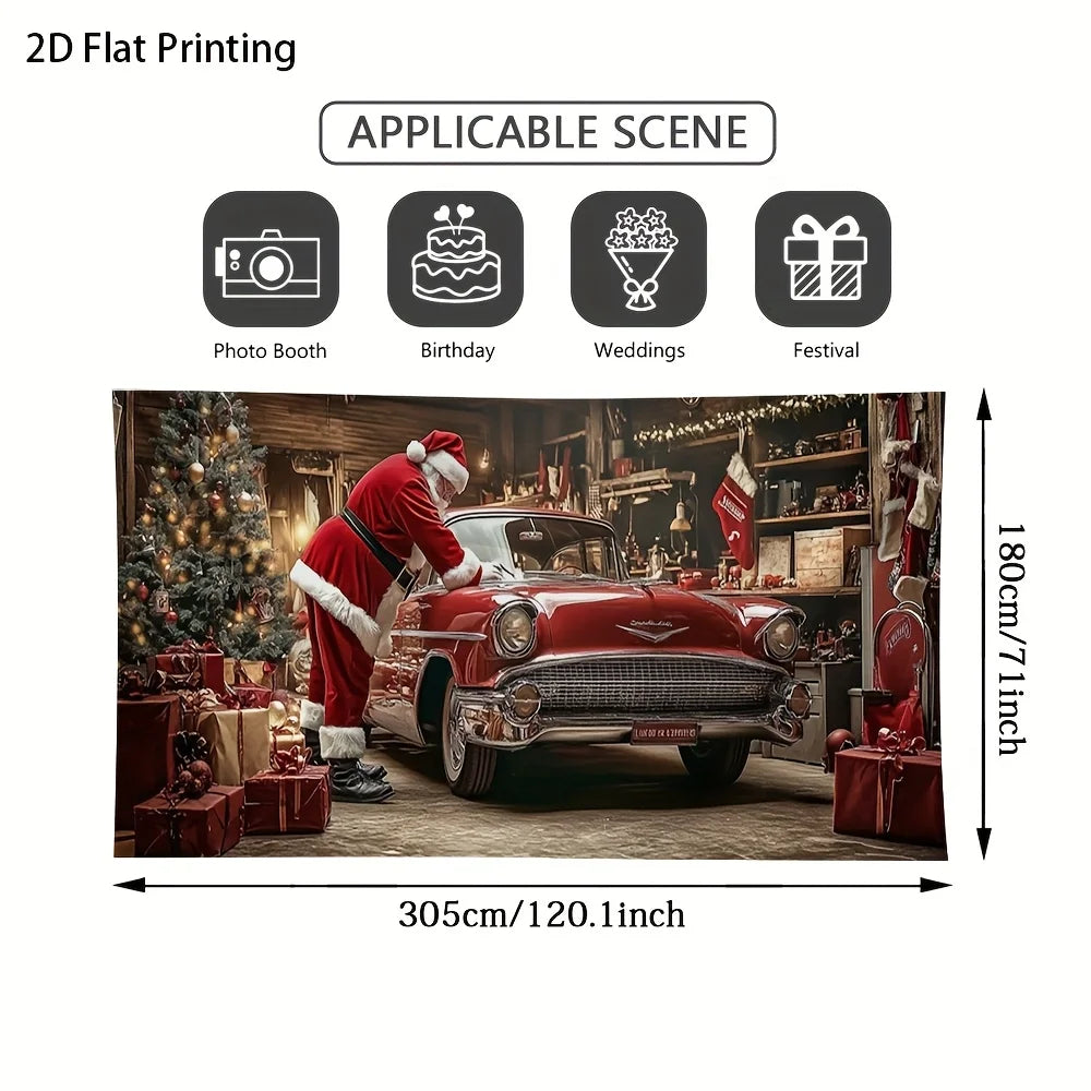 Christmas Santa Clause Mechanic Garage Door Banner