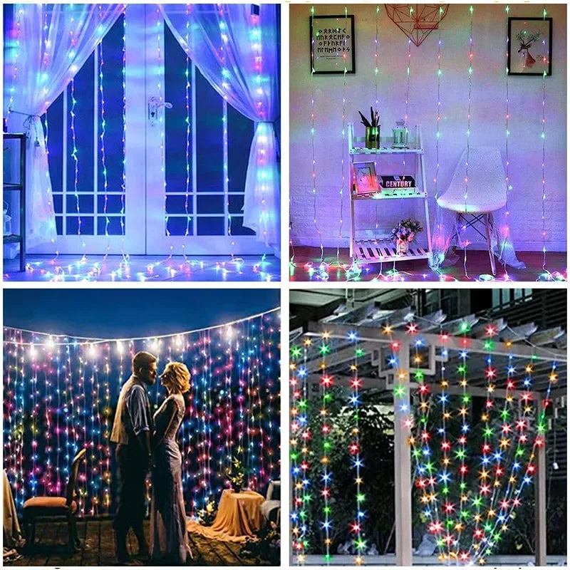 Twinkling Christmas Window Curtain Lights