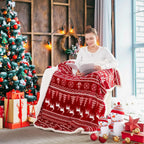 Red Sherpa Christmas Throw Blanket
