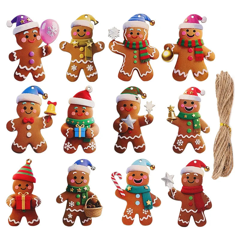 Christmas Gingerbread Man Ornaments Tree Wooden Hanging