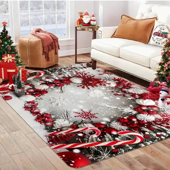 Festive Snowflake Holiday Rug