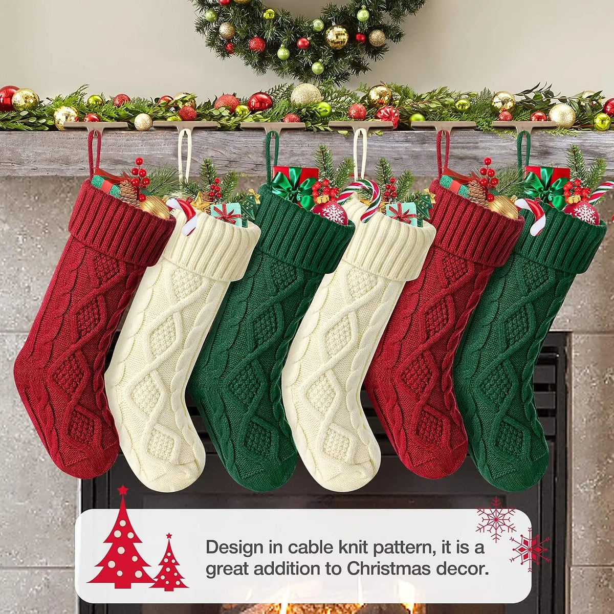 Family Cable Knit Christmas Stockings