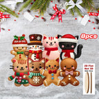 Flat Gingerbread Cat Tree Toppers Christmas Ornaments