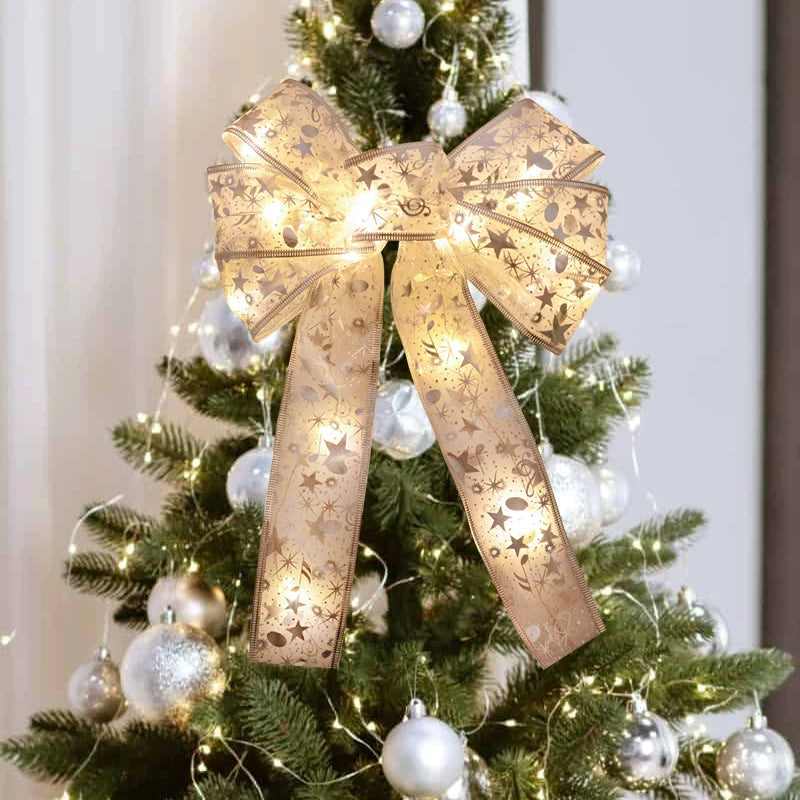 Christmas Tree Bow Ribbon Topper Hanging Ornament