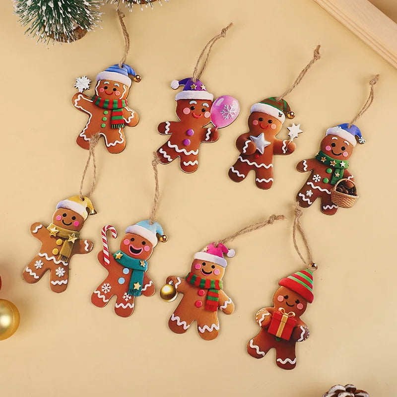 Christmas Gingerbread Man Ornaments Tree Wooden Hanging