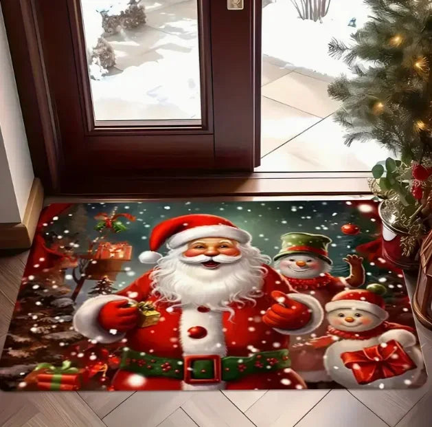 Cheerful Christmas Gnome Door Mat