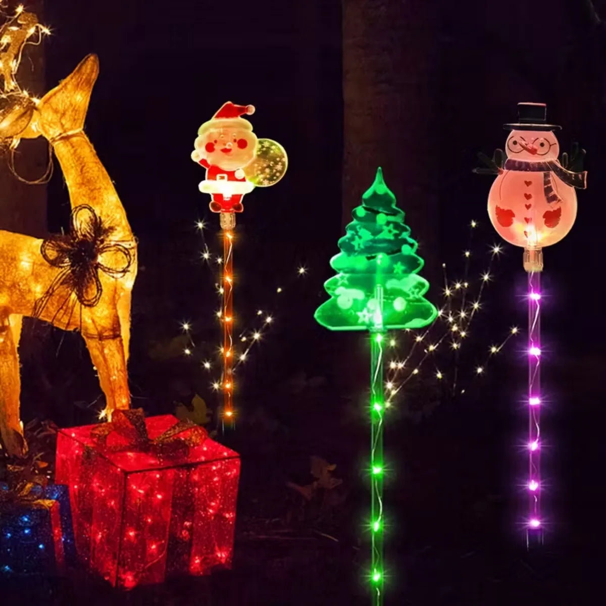 Solar Santa Tree and Reindeer Lights