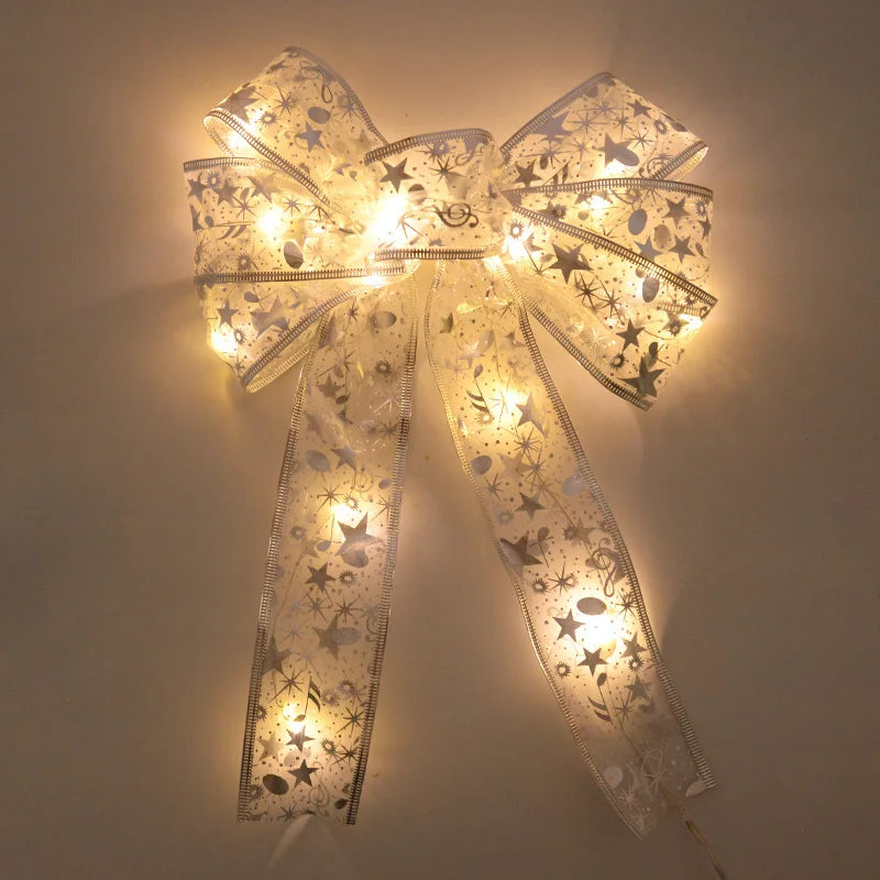 Christmas Tree Bow Ribbon Topper Hanging Ornament
