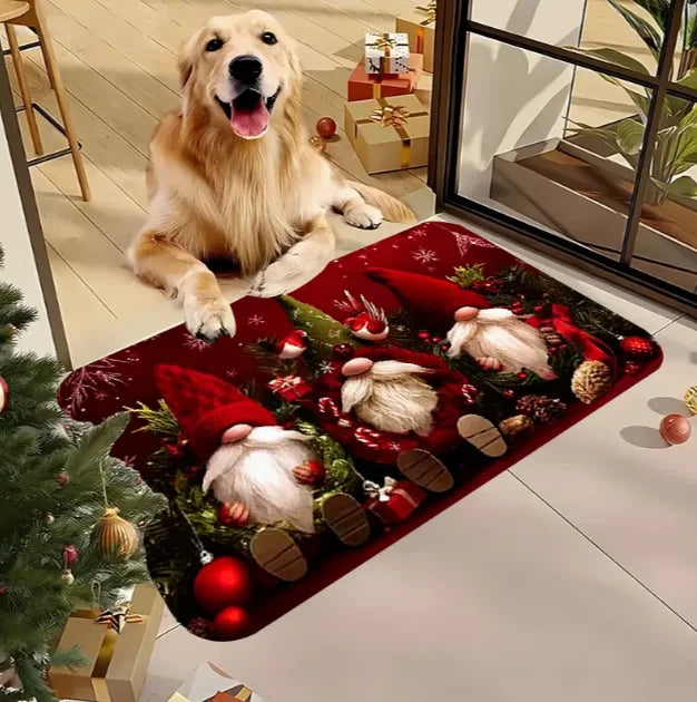 Cheerful Christmas Gnome Door Mat