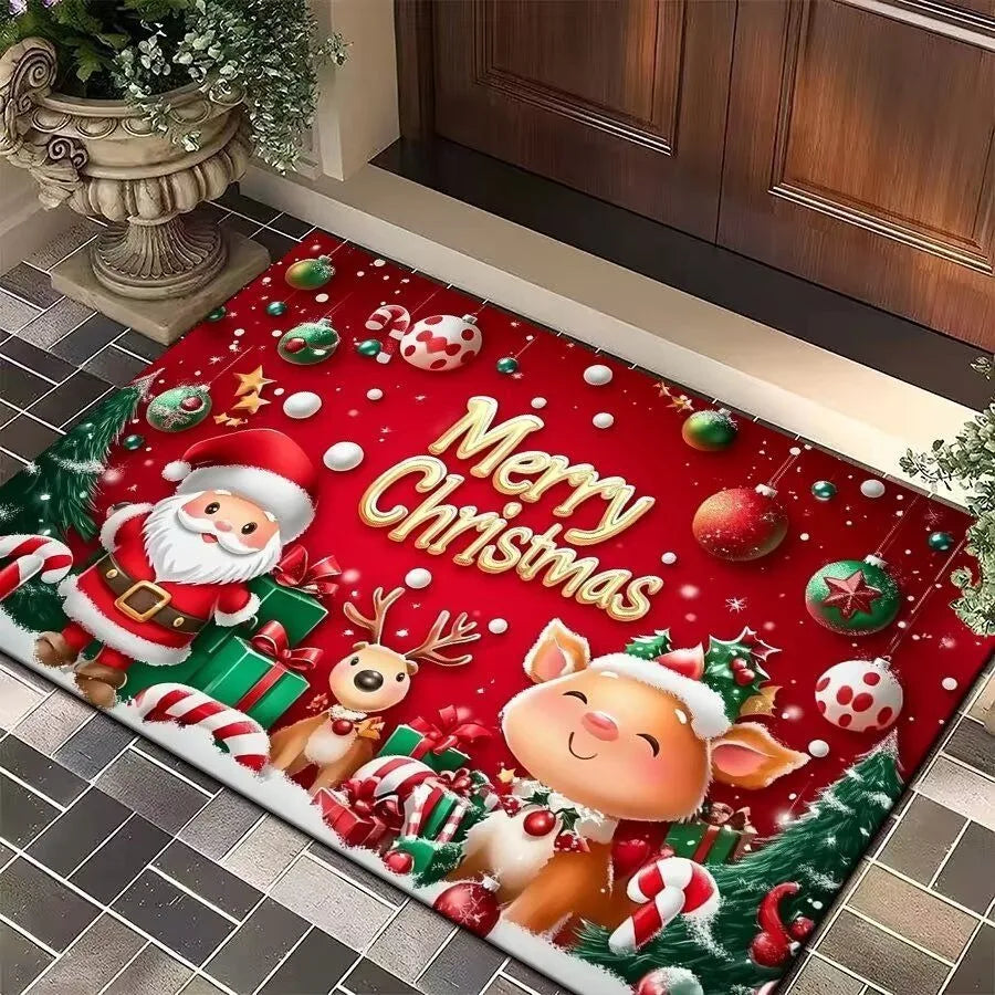 Santa and Reindeer Entryway Mat