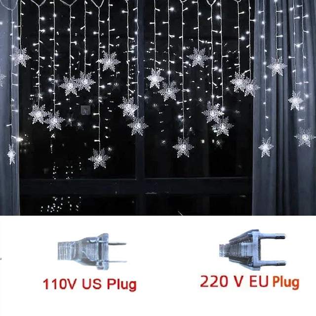 Christmas Snowflakes Flashing Curtain Holiday
