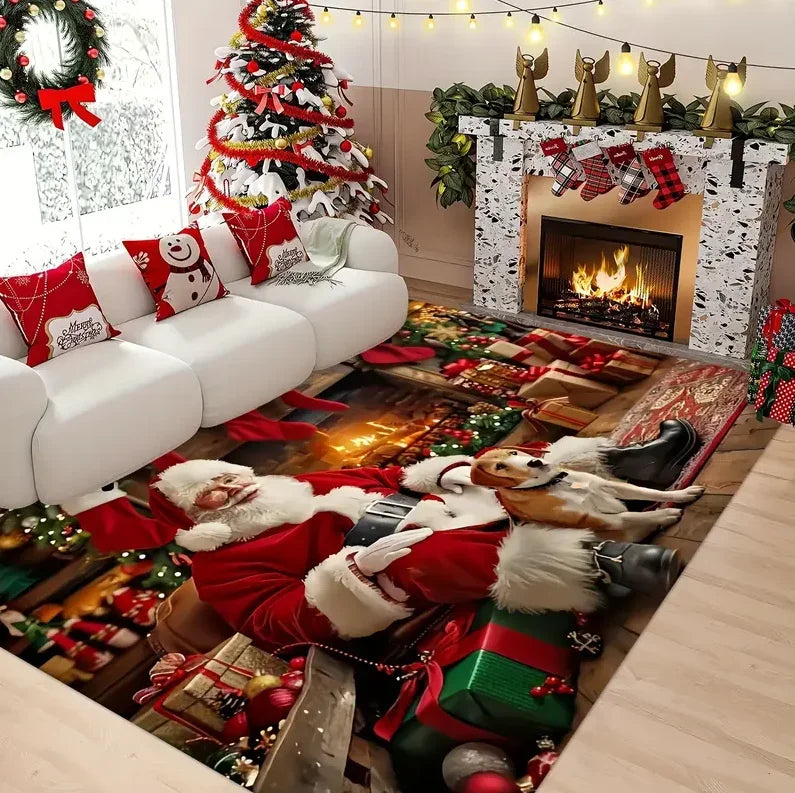Festive Snowflake Holiday Rug