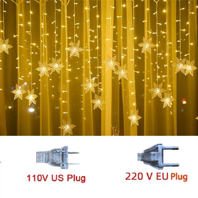 Christmas Snowflakes Flashing Curtain Holiday