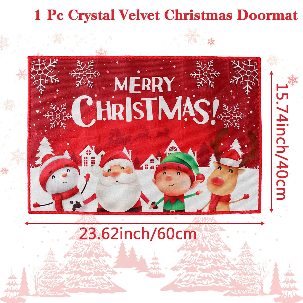Christmas Door Mat Santa Claus Carpet Merry