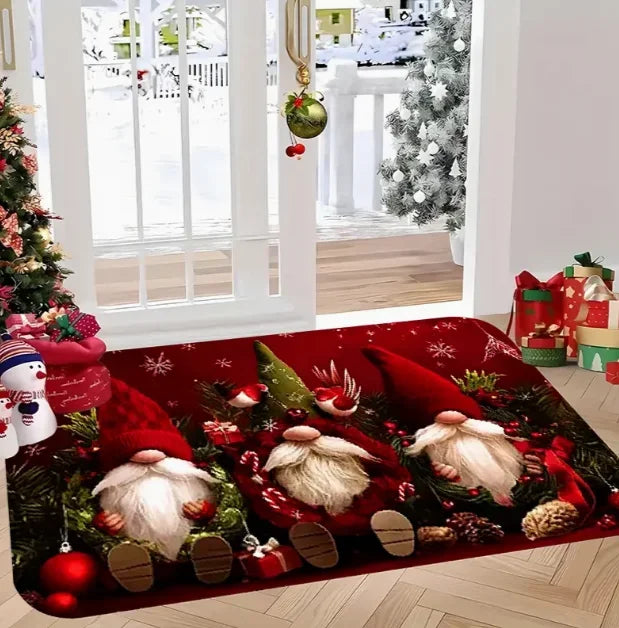 Cheerful Christmas Gnome Door Mat