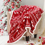Red Sherpa Christmas Throw Blanket