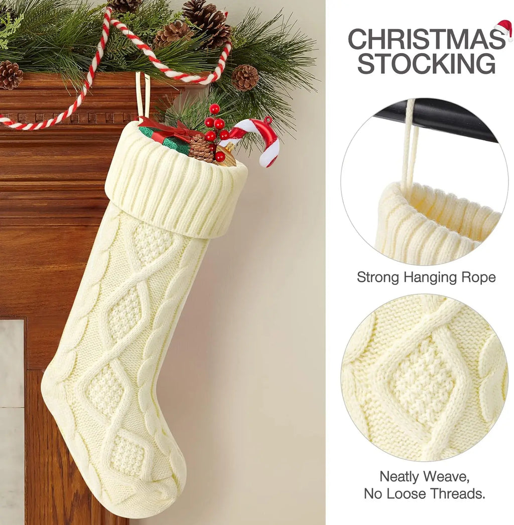 Family Cable Knit Christmas Stockings