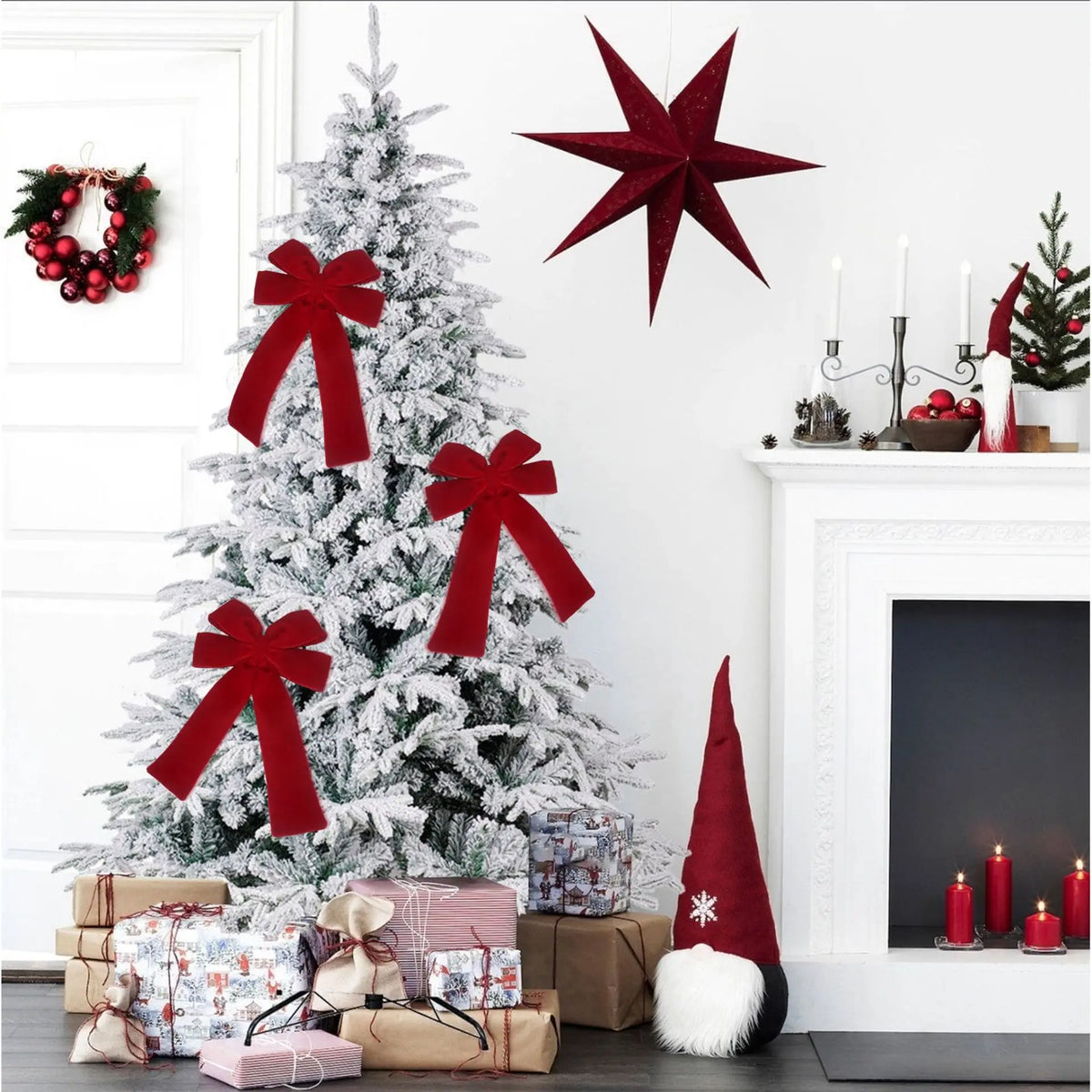 Red Christmas Bows Large Tree Topper Bow