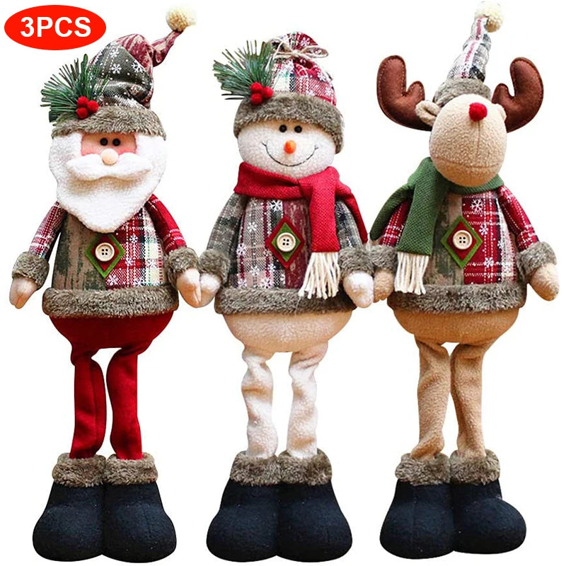 Christmas Dolls Tree Standing Santa, Snowman Reindeer