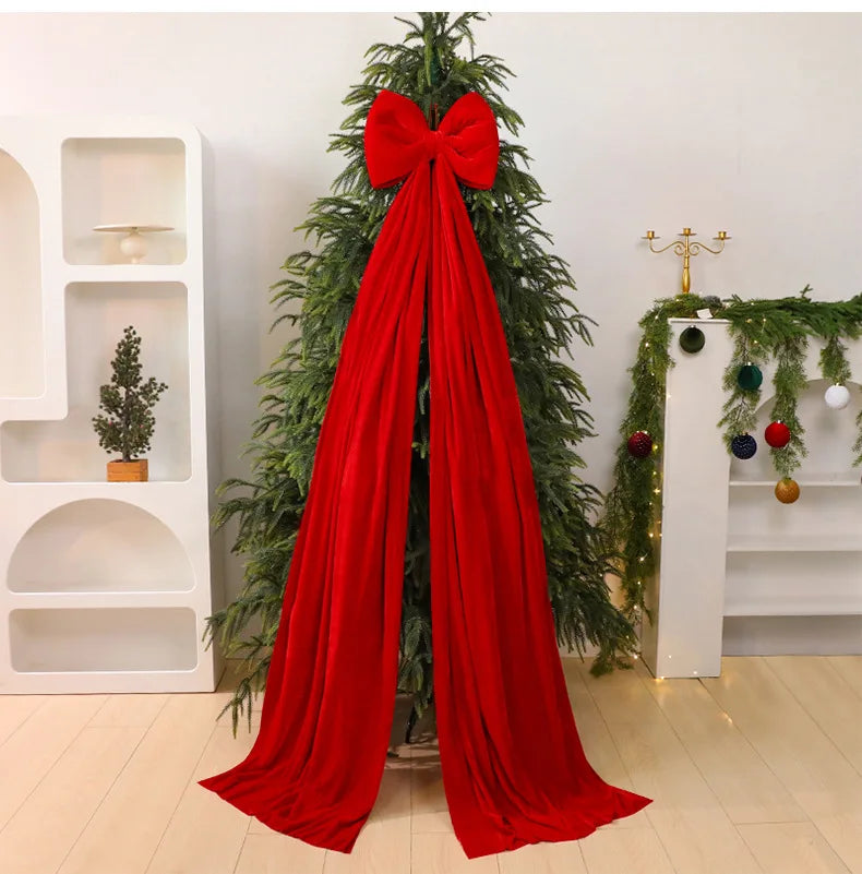 Christmas Bow Red Velvet Tree Toppers Ornament