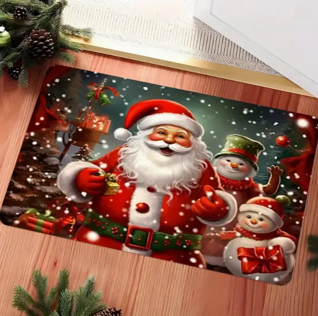 Cheerful Christmas Gnome Door Mat