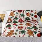 Ultra Soft Christmas Gingerbread Wonderland Print Flannel Throw Blanket