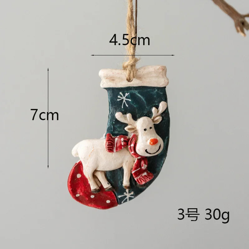 Merry Christmas Resin Santa angel Snowman Pendant