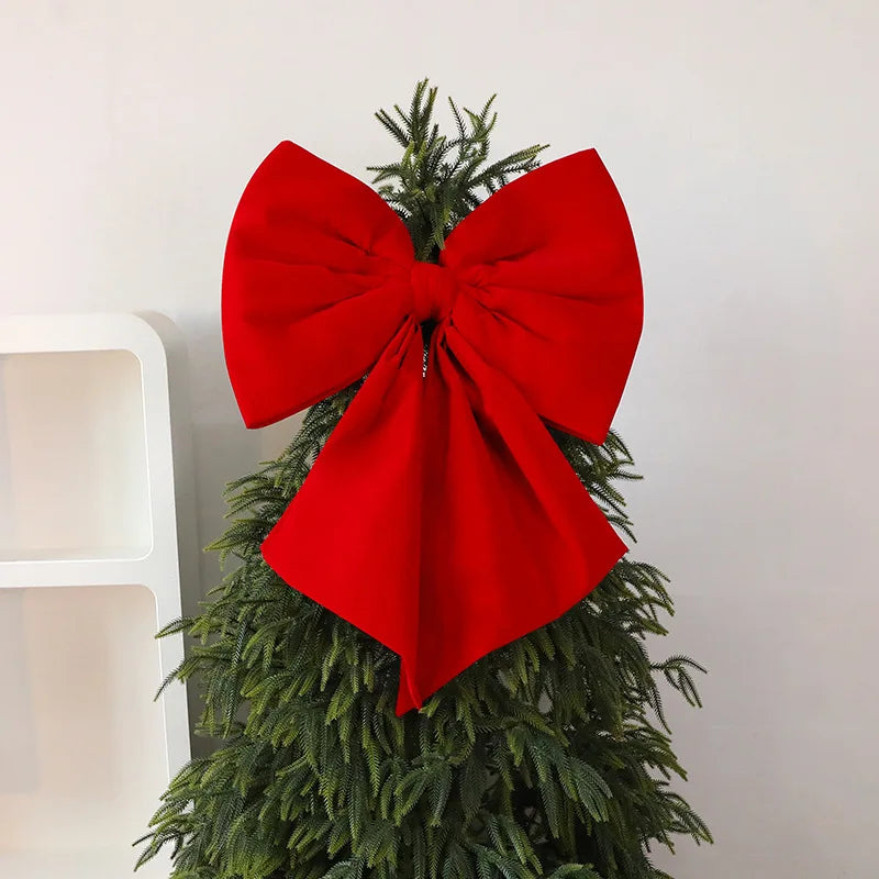 Christmas Bow Red Velvet Tree Toppers Ornament