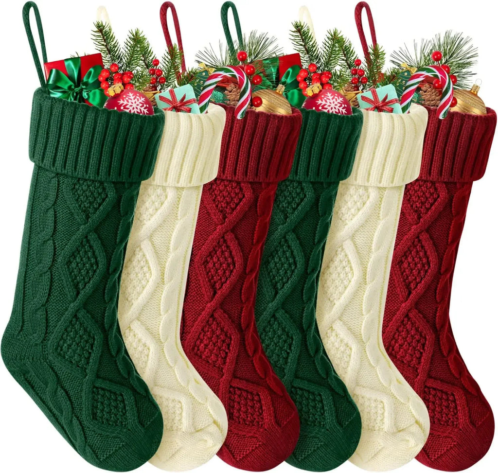 Family Cable Knit Christmas Stockings